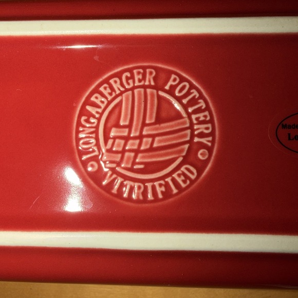 Longaberger Pottery Mini Loaf Bread Pan Baking Tomato Red Woven Traditions - Picture 4 of 8